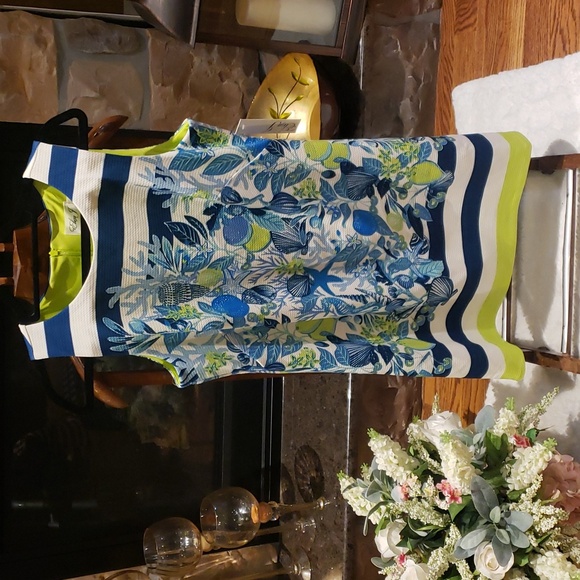 Nwt Eliza J dress blue white lemon green - Picture 1 of 15